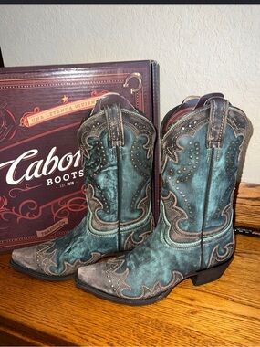 Teal Western Ankle Boots for Women